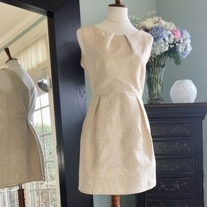 White & Gold Brocade fit & flare dress Size L